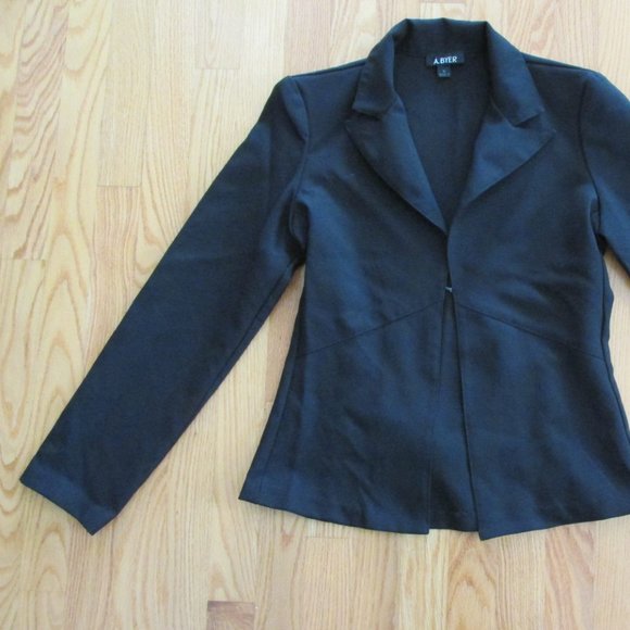 A BYER WOMEN'S JUNIOR'S SIZE M 7 - 9 BLACK JACKET LIGHTWEIGHT SUIT COAT BLAZER - Picture 2 of 11